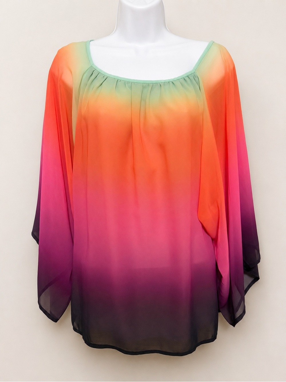 Trina Turk NWT Ginkoba Ombre Chiffon Blouse Multicolor Medium Lined